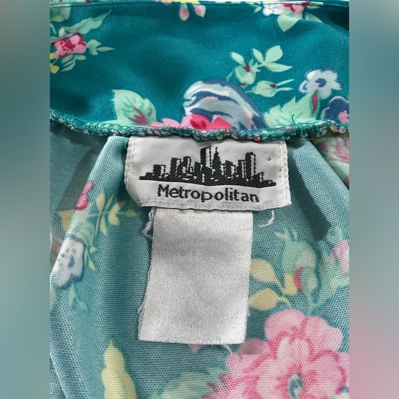 Floral Midi Dress Mumu in Teal with Pink Accents size 3X Casual Grandma Comfy - Picture 3 of 7